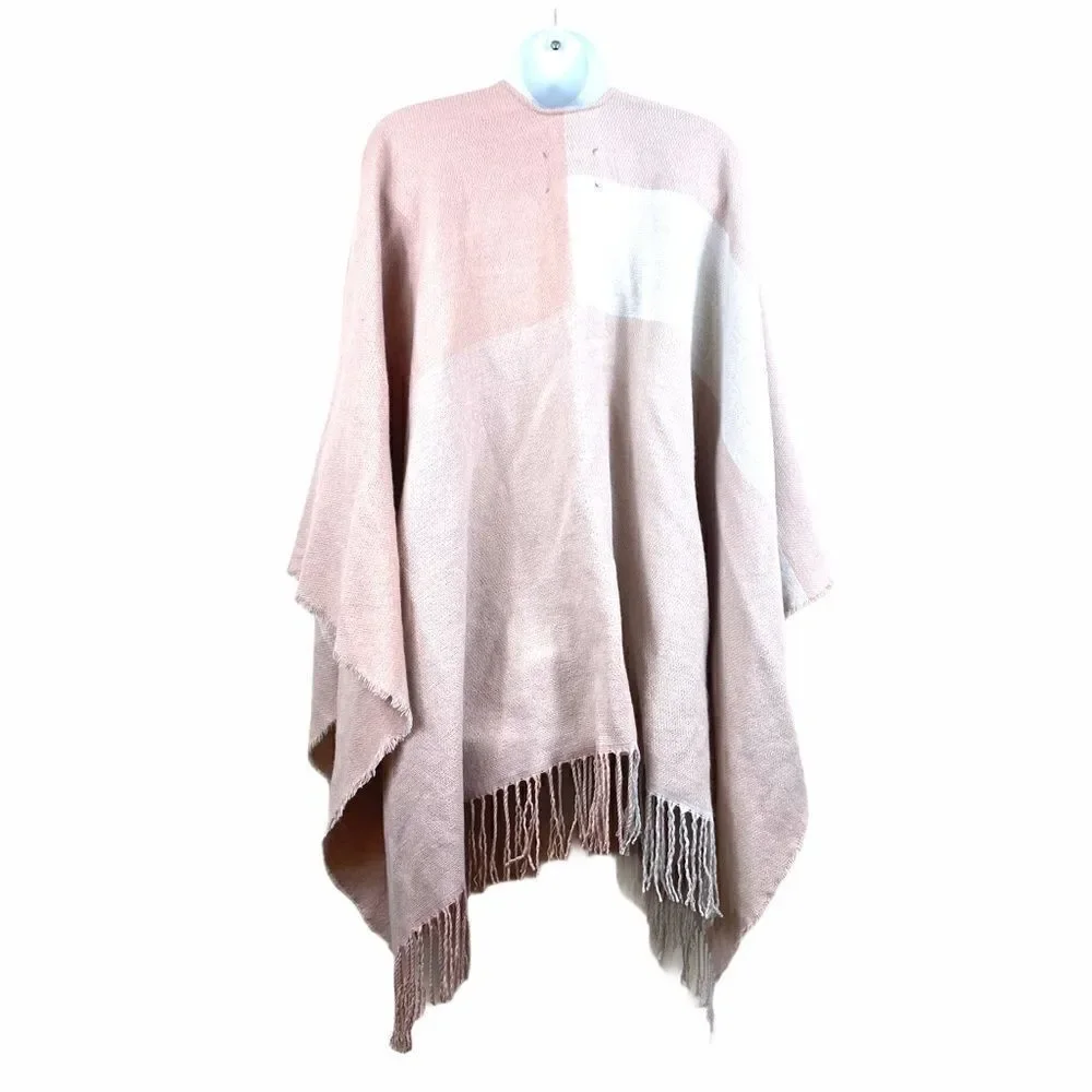 Soia & Kyo Woven Scarf Cardigan w/ Fringe Pink